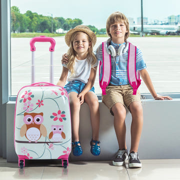 2 Pieces 12 Inch 16 Inch Green ABS Kids Suitcase Luggage Set for Kids