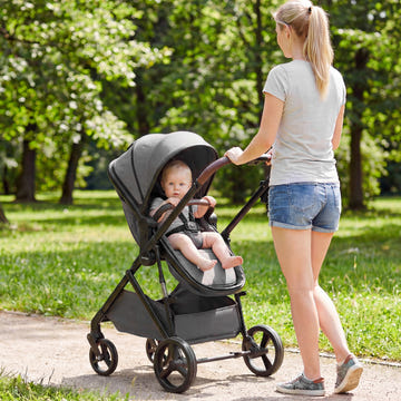 2 in 1 Baby Stroller with Bassinet Mode High Landscape with Reversible Seat and Canopy