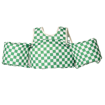 dripfloats Green Checkered Kids Float toddler swim vest