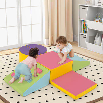 6-Piece Foam Climbing Blocks with Hook and Loop Fasteners for Toddlers & Kids