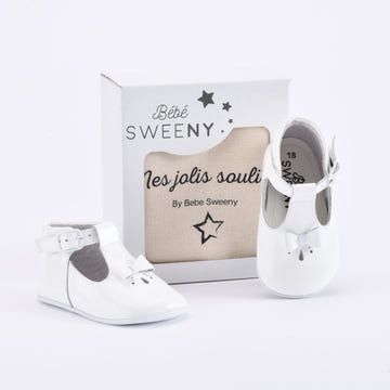 Bebe Sweeny Baby Girls White Patent Leather Pre-Walker T-Bar Shoes