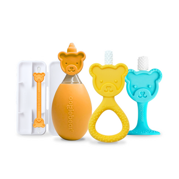 oogiebear ENT ear nose teething kit orange yellow blue