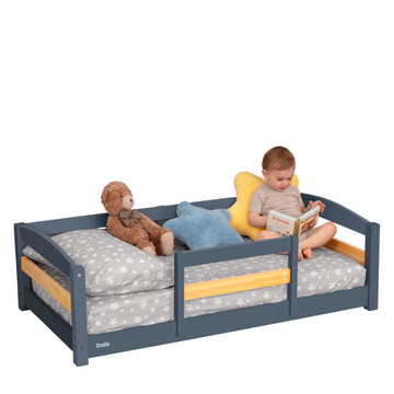 Crib Size Wooden Floor Bed with Safety Rails Age 1, 3