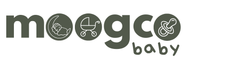 Moogco Baby logo with baby-related icons on a white background