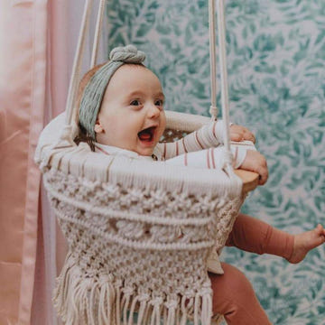 Finn + Emma Macrame Baby Swing Organic Cotton Boho 40 lb