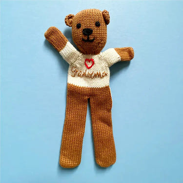 Handknit organic cotton Grandma Teddy Bear