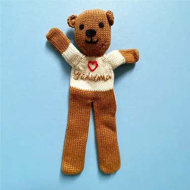 Handknit organic cotton Grandma Teddy Bear