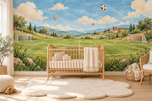 Watercolor Open Soccer Field Wall Mural, image 1