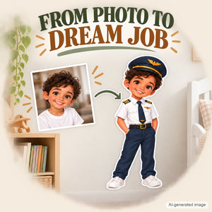 Personalized Pilot Wall Decal from Photo, Dream Job Sticker, image 4
