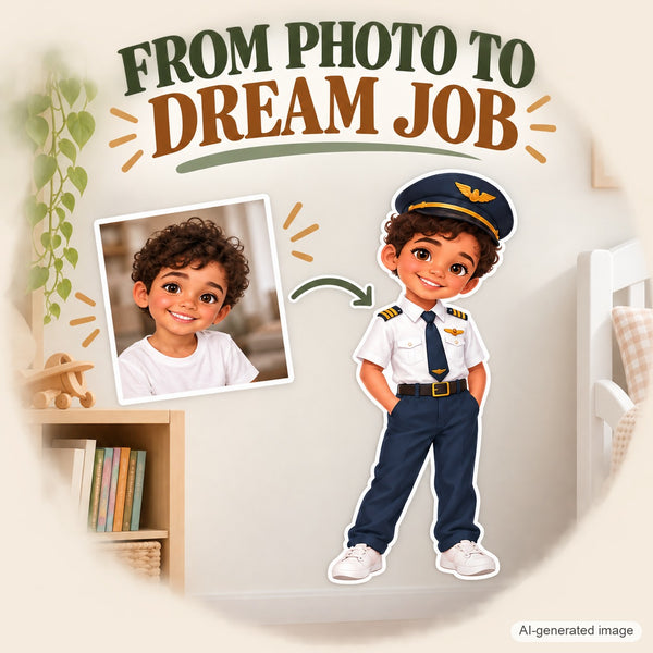 Personalized Pilot Wall Decal from Photo, Dream Job Sticker, image 4