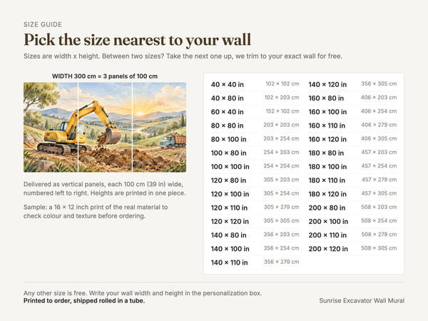 Watercolor Sunrise Excavator Wall Mural, image 5