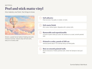 Watercolor Sunrise Hot Air Balloon Wall Mural, image 7