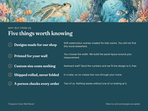 Watercolor Treasure Cove Ocean Wall Mural, image 10