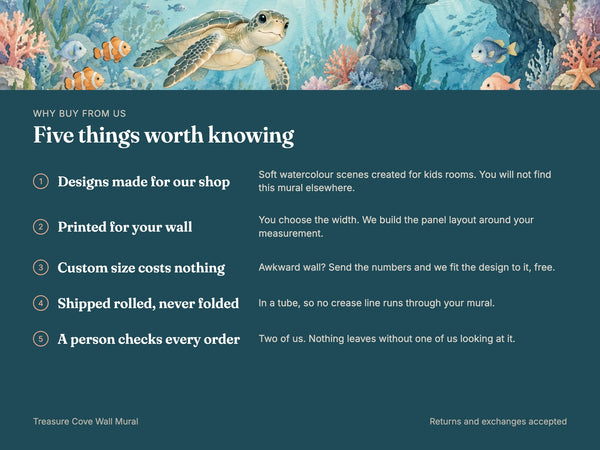 Watercolor Treasure Cove Ocean Wall Mural, image 10