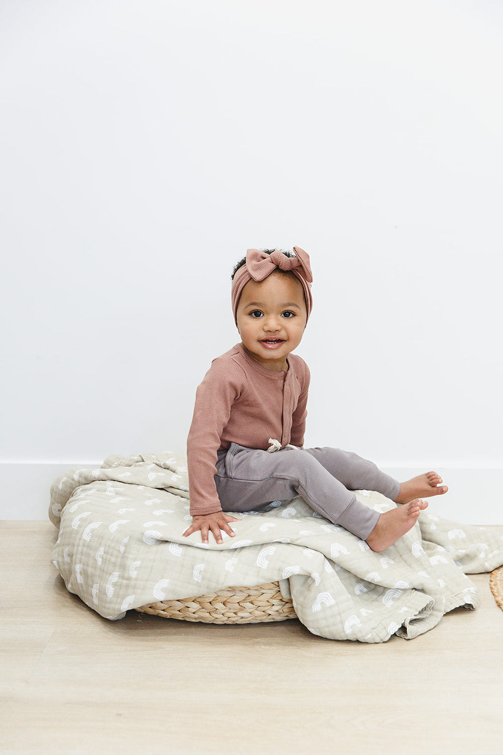 Dusty Rose Organic Snap Long Sleeve Ribbed Bodysuit - MOOGCO Baby