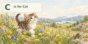 Watercolor C is for Cat Alphabet Wall Mural, image 3