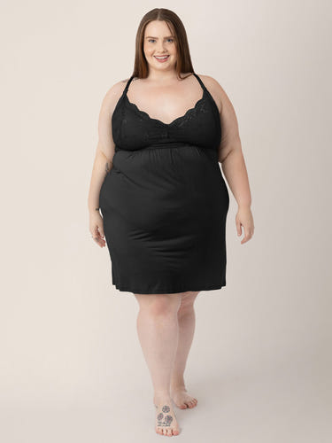 Lucille Maternity & Nursing Nightgown | Black - MOOGCO Baby