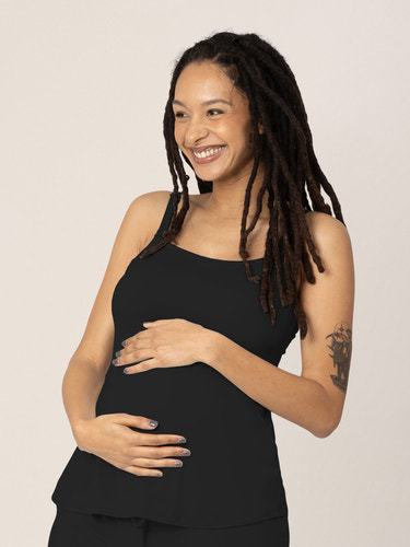 Bamboo Lounge Around Nursing Tank | Black - MOOGCO Baby