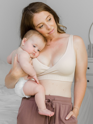 Sublime® Adjustable Crossover Nursing & Lounge Bra | Stone