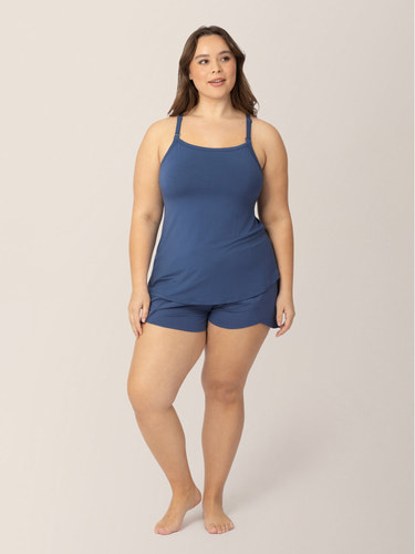 Bamboo Lounge Around Nursing Tank | Slate Blue - MOOGCO Baby