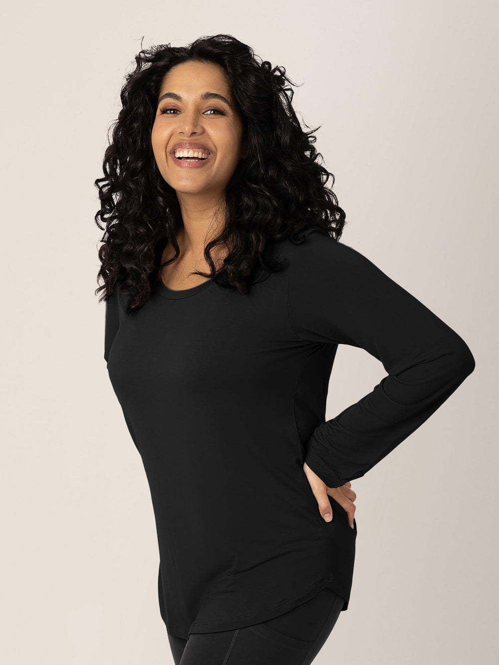 Bamboo Maternity & Nursing Long Sleeve T-shirt | Black