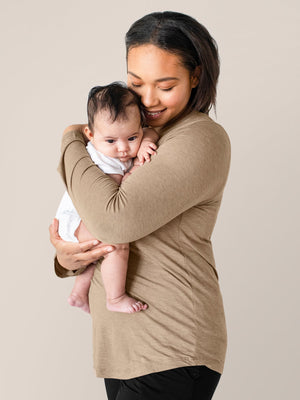 Bamboo Maternity & Nursing Long Sleeve T-shirt | Wheat