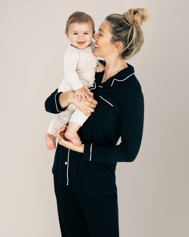 Clea Bamboo Long Sleeve Pajama Set | Black - MOOGCO Baby