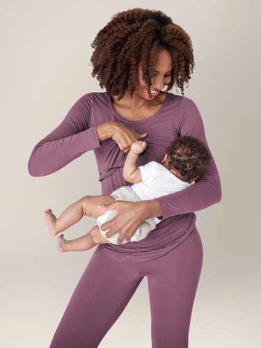 Jane Nursing Pajama Set | Burgundy Plum - MOOGCO Baby