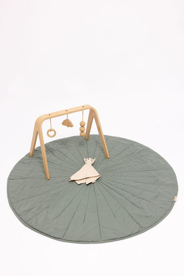 Acadian/Dove Linen Quilted Playmat for babies, soft and stylish play mat for safe and comfortable playtime.