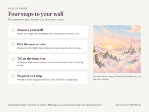 Watercolor Cloud Towers Fairy Tale Wall Mural, image 6
