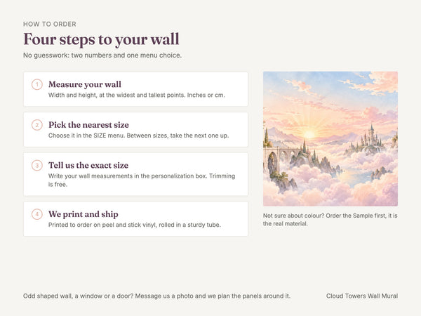 Watercolor Cloud Towers Fairy Tale Wall Mural, image 6