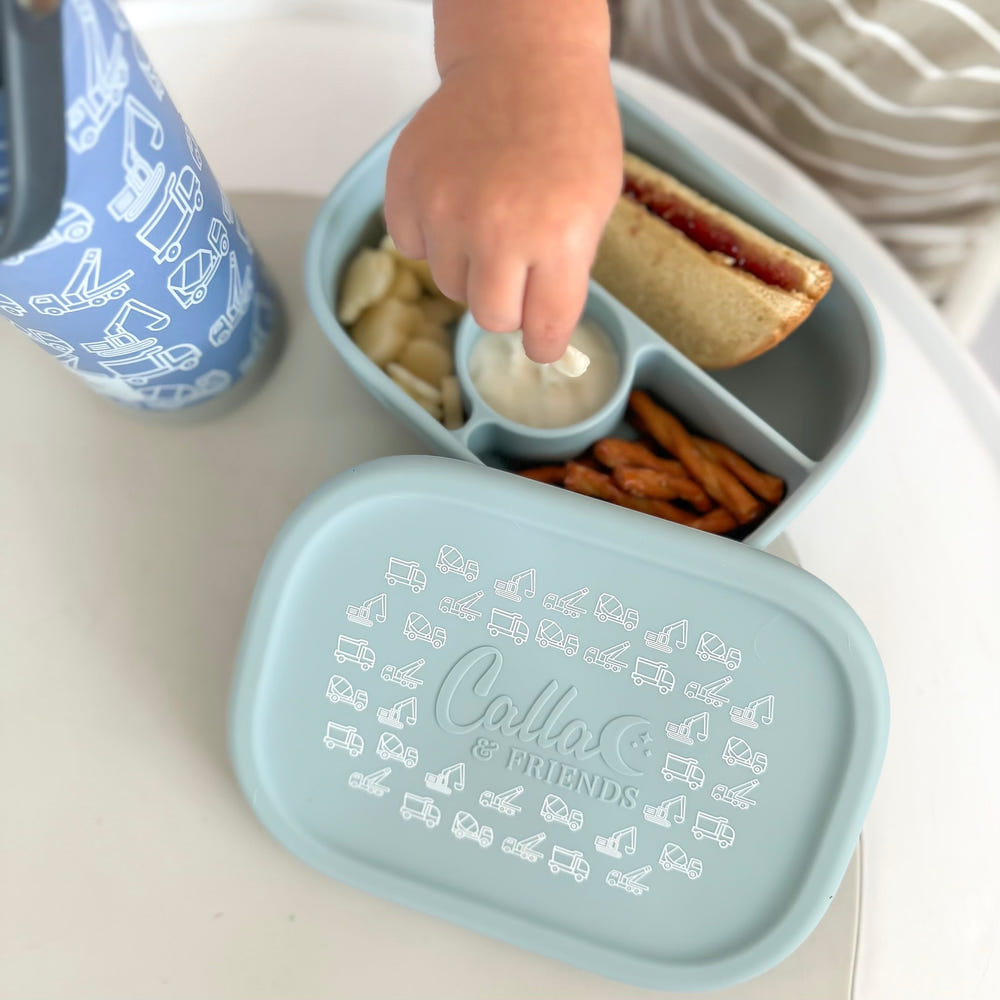Hayden Bento Box featuring Trucks & Digger design for kids' food storage and on-the-go meals.