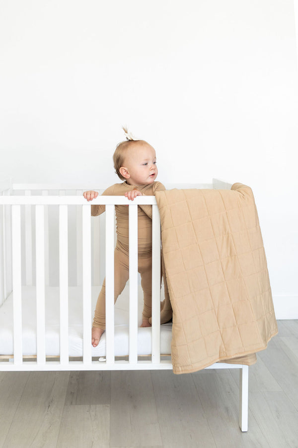 Tan Quilted Bamboo Blanket