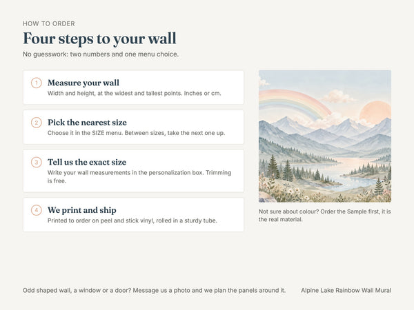 Watercolor Alpine Lake Rainbow Wall Mural, image 5