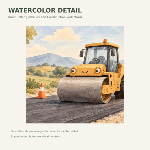 Watercolor Road Roller Wall Mural, image 4