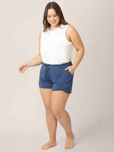 Bamboo Maternity & Postpartum Lounge Short | Slate Blue - MOOGCO Baby