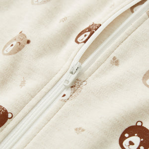100% Cotton Footed Zip Pajamas 2-pack in Mini Bears & Beige, cozy baby sleepwear angle view.