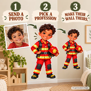 Personalized Firefighter Wall Decal from Photo, Dream Job Sticker, image 15