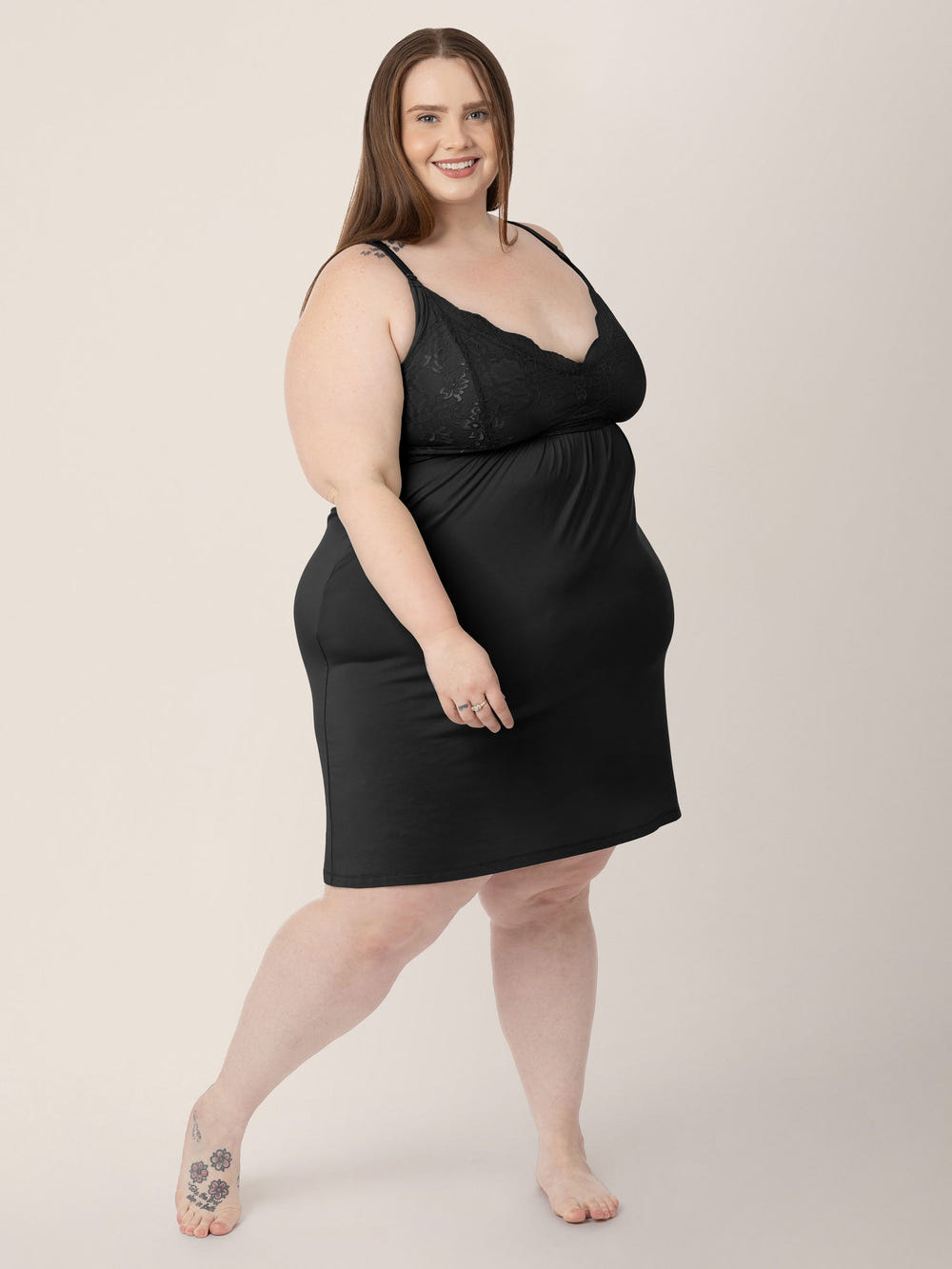 Lucille Maternity & Nursing Nightgown | Black - MOOGCO Baby