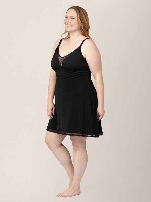 Aurora Mesh Nursing Nightgown | Black