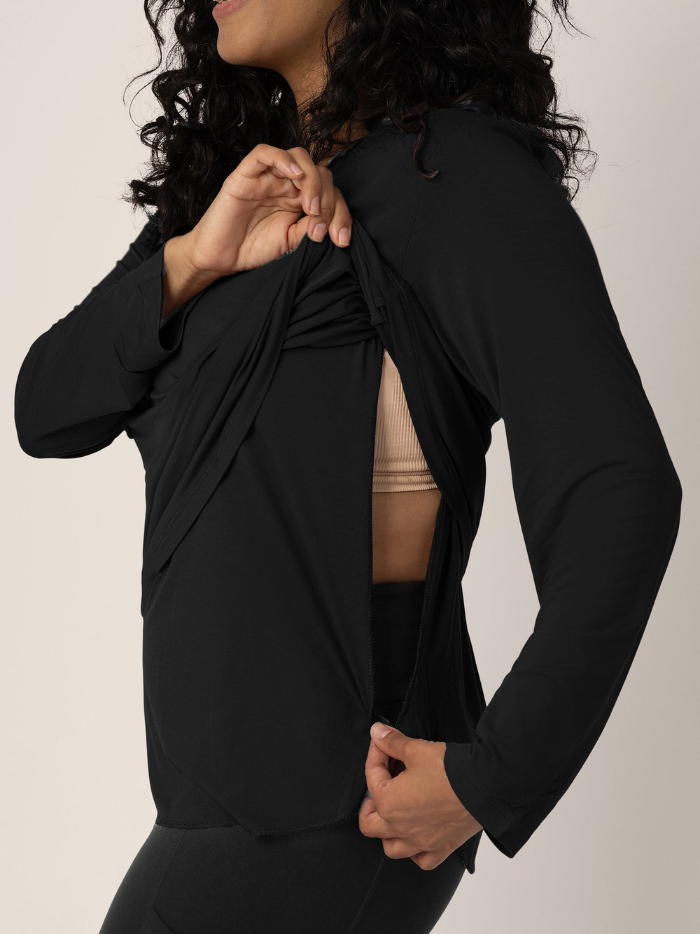Bamboo Maternity & Nursing Long Sleeve T-shirt | Black - MOOGCO Baby