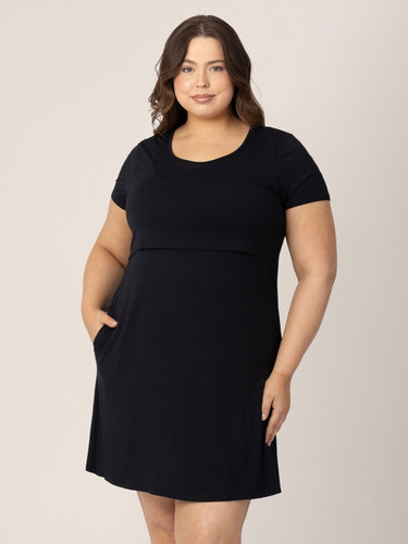 Eleanora Bamboo Maternity & Nursing Dress | Black - MOOGCO Baby