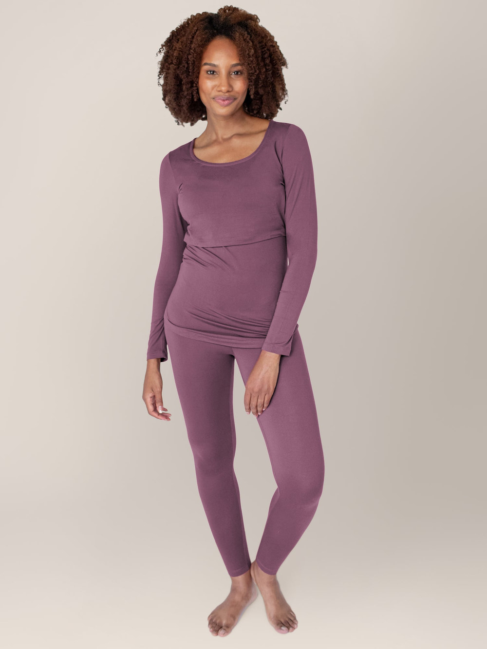 Jane Nursing Pajama Set | Burgundy Plum - MOOGCO Baby