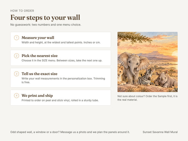 Watercolor Sunset Savanna Wall Mural, image 6