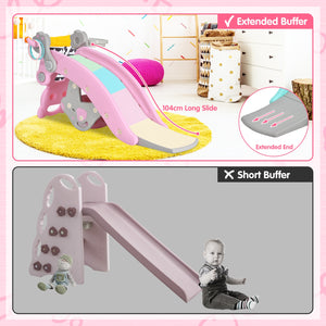 4-in-1 Toddler Slide and Rocking Horse Playset with Basketball Hoop