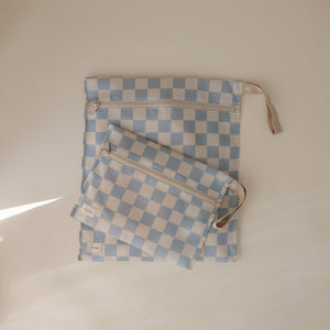 Mushie Water Resistant Wet Bag Set Two Sizes Zipper Handles