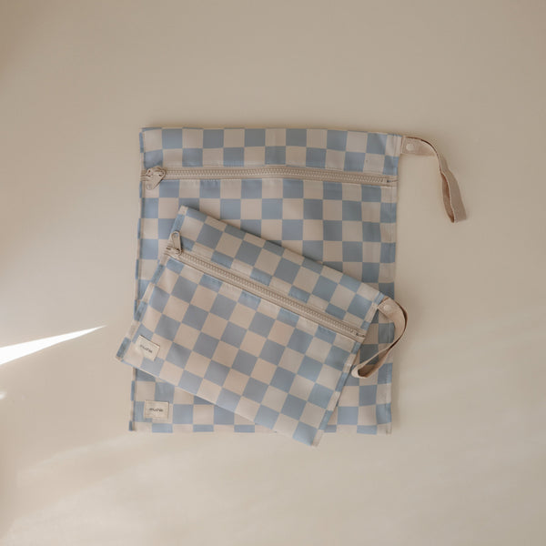 Mushie Water Resistant Wet Bag Set Two Sizes Zipper Handles