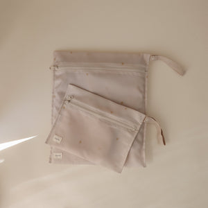Mushie Water Resistant Wet Bag Set Two Sizes Zipper Handles