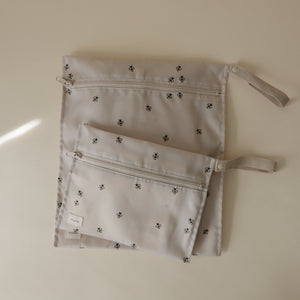 Mushie Water Resistant Wet Bag Set Two Sizes Zipper Handles