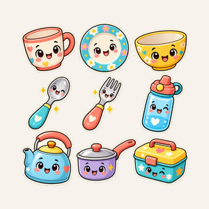 Cute Kitchen Wall Decals, Set of 9, First Words Stickers, image 3